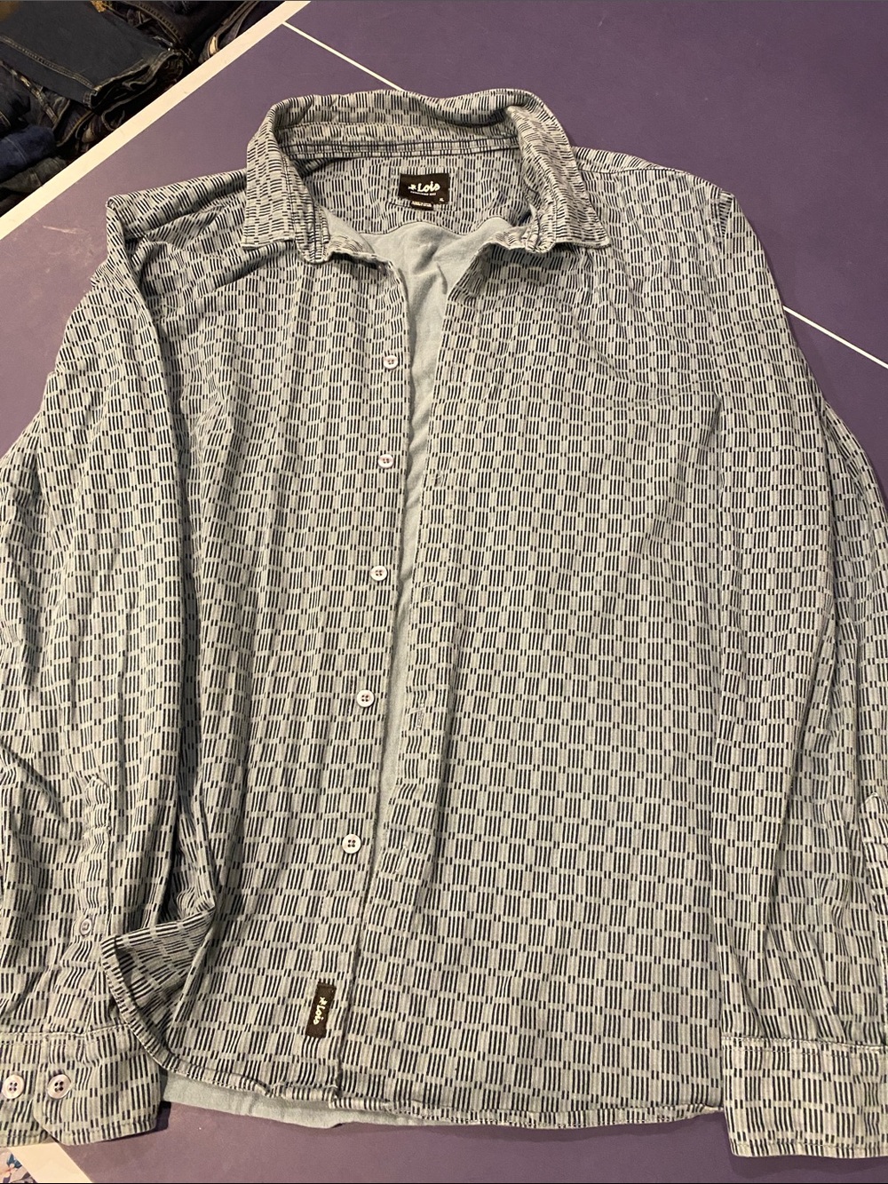 Lola Men's Light Blue Patterned Long-Sleeve Button-Down Shirt